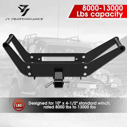 JY PERFORMANCE Cradle Winch Mount Mounting Plate 8000-13000 Lbs Capacity Winch Mounting Hitch Receiver Recovery Winches Foldable 10 x 4-1/2