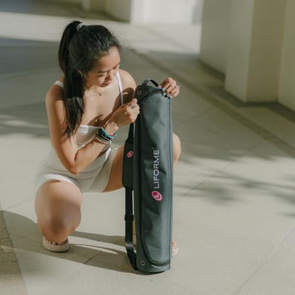 Liforme Travel Yoga mat – Free Yoga Bag, Patented Alignment System, Warrior-Like Grip, Non-Slip, Eco-Friendly and Biodegradable, Ultra-Lightweight and Sweat Resistant, Made with Natural Rubber – Blue