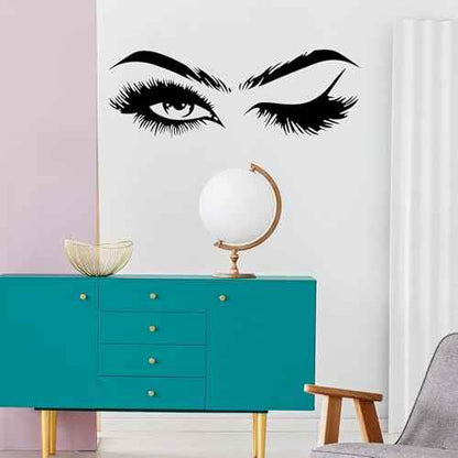 Lash Room Decor Eyes, Salon Wall Stickers Fashion Eyelash Sticker Women Beautiful Decals Decor for Living Room Bedroom Studio