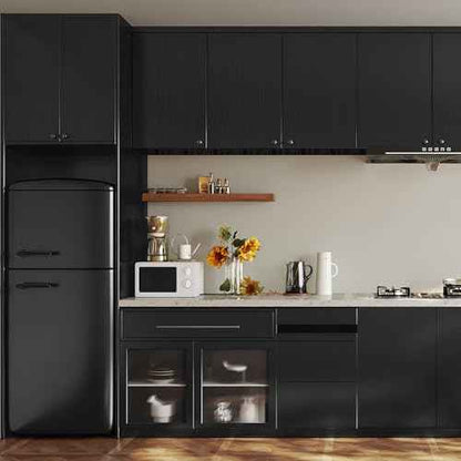 LXCREAT Refrigerator Appliance Wraps Peel and Stick Wallpaper Black Metallic Brushed Stainless Steel Contact Paper Heat Resistant Self-Adhesive Wallpaper for Dishwasher Oven 15.7" X 78.7"