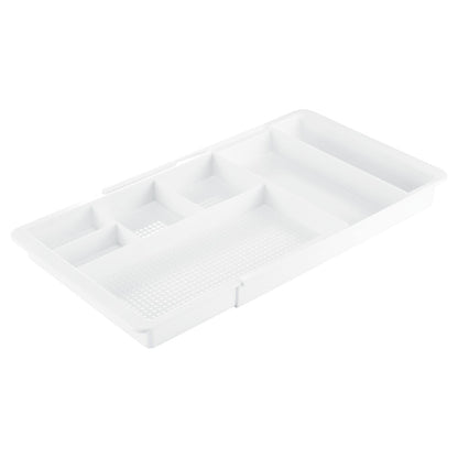 mDesign Expandable Plastic Drawer Organizer and Storage Container for Office Supplies - Gel Pen Pencil, Marker, Stationary, Desk Supply Holder for Drawers and Desktop - Lumiere Collection - White