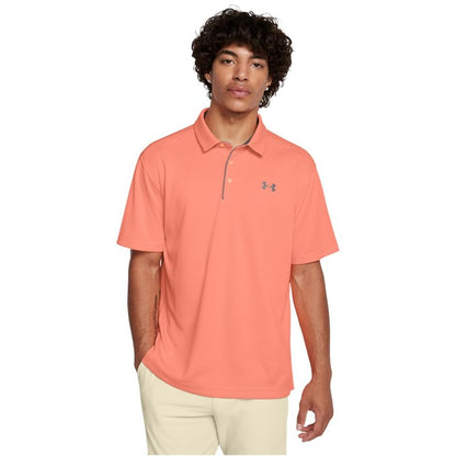 Under Armour Men's Tech Golf Polo, (897) Flare Orange/Pitch Gray/Halo Gray, Large Tall