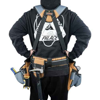 KUNN Carpenter Tool Belt with Suspenders Pro Framer Suspension Tool Rig for Construction Contractors and Electrician,Khaki