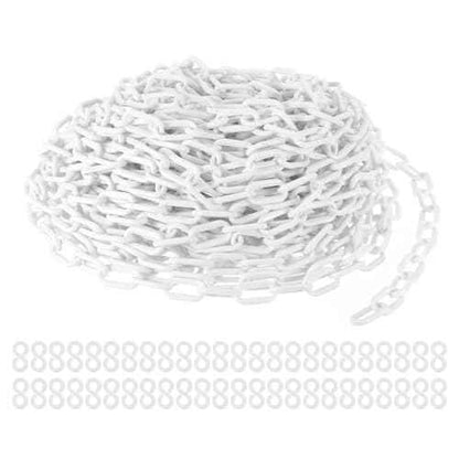 PATIKIL Plastic Chain Links, 100 Foot Safety Barrier Chain White for Crowd Control, Queue Line, Parking, Fence, Gate, Concert, Construction Site and Decoration