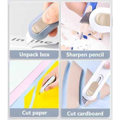6 Pack Portable Box Cutter,Retractable Utility Knife, Multi-function Cute Box Cutters for Office, Home, Arts Crafts, Cartons, Cardboard, Paper,DIY