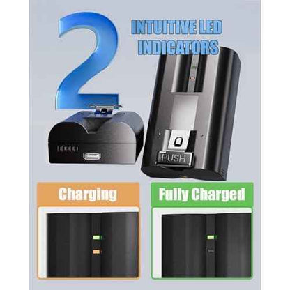 2-Pack 6040mAh Replacement for Ring Doorbell Battery with Charger Station, Compatible with Ring Video Doorbell 2/3/4/3plus, Stick Up Cam, Spotlight Cam