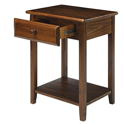 Casual Home Owl Night Stand with USB Port Charging Station and Drawer, 17.5" W x 14.25" D x 24.5" H, Natural Gray