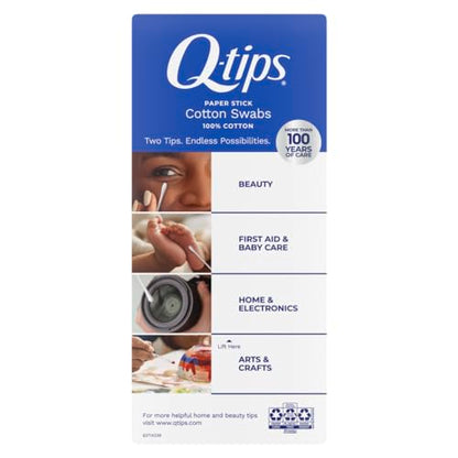 Q-tips Cotton Swabs For Hygiene and Beauty Care Original Cotton Swab Made With 100% Cotton 625 Count, WHITE