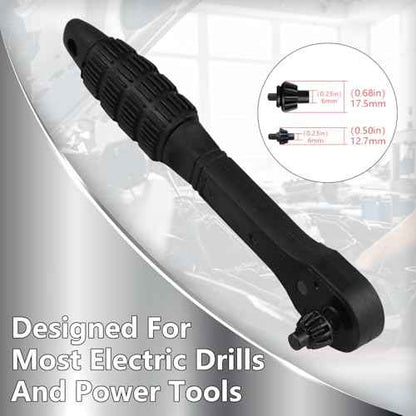 2-in-1 Ratcheting Drill Chuck Key Wrench,Drill Chuck Key,Universal Chuck Key Replacement Tool for Drill, Compatible with Most Electric Drills and Power Tools(1Pcs