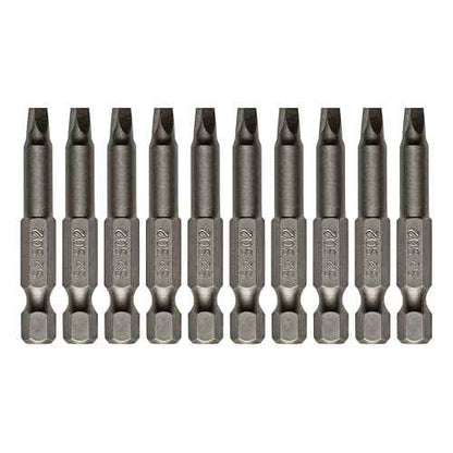 Square Head SQ2 Screwdriver Bit Set 10PCS 1/4 Inch Hex Shank 2 Inch/50 mm Length S2 Steel with Magnetic for Power Screwdriver Drill Impact Driver