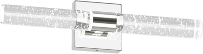 Tipace LED Bathroom Sconces Wall Lighting with Crystal Glass,Chrome Bathroom Vanity Light Fixtures,Modern Wall Lights for Mirror Living Room Hallway(6000K)