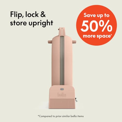 bella Flip-n-Store Waffle Maker with EverGood™ Ceramic Nonstick Coating, Fits-anywhere™ Kitchenware, Power Indicator Light, Cool Touch Handle & Cord Wrap, 7” Wide & 1" Deep Plates, 1000 Watt, Oatmilk