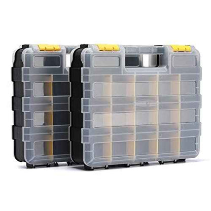 AIRTOON 2PCS Double Side Tool Organizer with Impact Resistant Polymer, Hardware Box Storage, Excellent for Screws,Nuts,Small Parts, 34-Compartment
