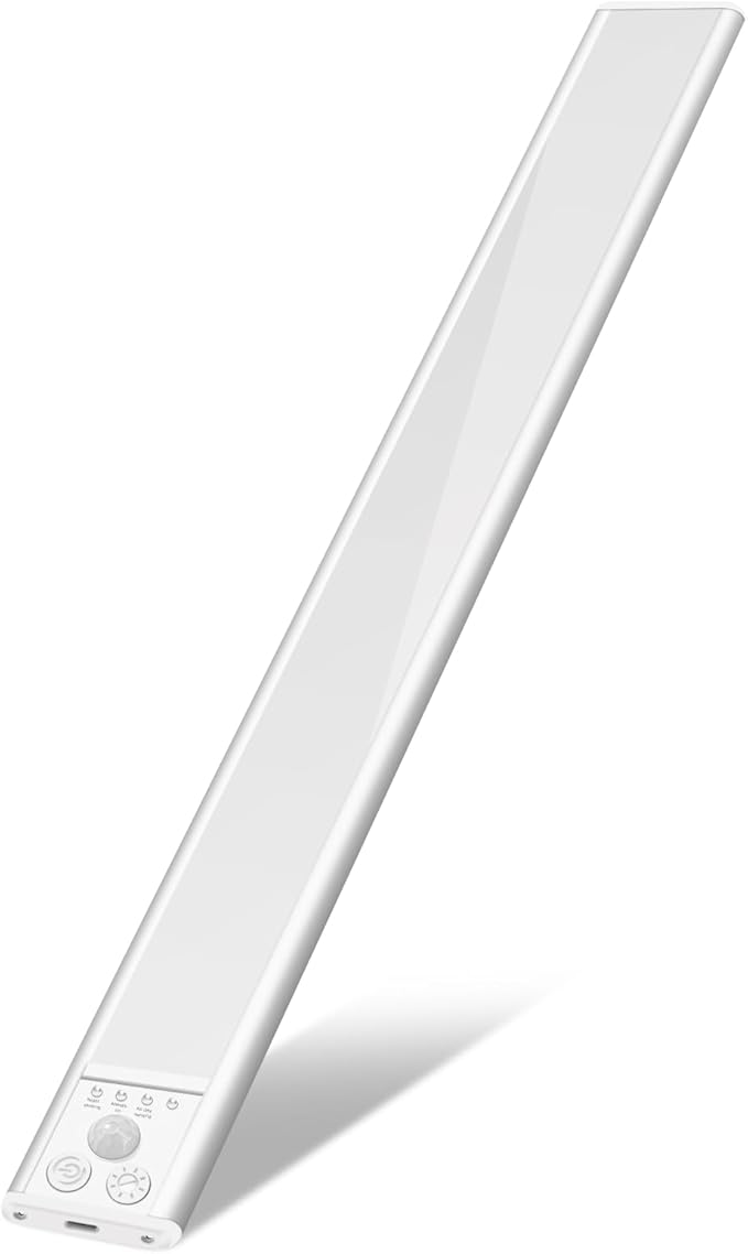 Under Cabinet Lighting, LED Motion Sensor Light Indoor with 3 Color Dimmable, 2000mAh Battery Operated Closet Lights Rechargeable Lamp, Magnetic Under Counter Night Lights Used in Cabinet (12 inches)