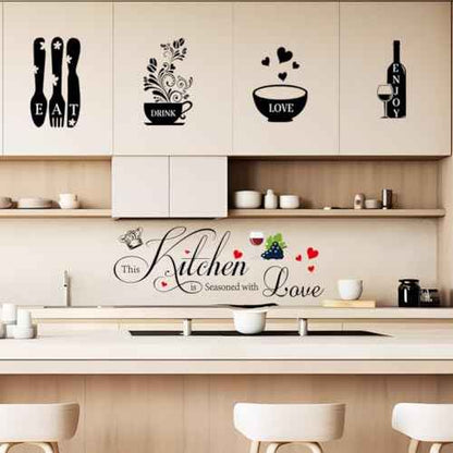Kitchen Wall Decals Wall Arts Stickers Dining Room Rules Decal Decor Kitchen Utensil Vinyl Home Decor forOffice School Coffee Shop Wall Decor (Other)