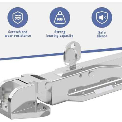 Walk-in Cooler Door Handle, Heavy-Duty Latch Set with Interior Release, Offset -1/8 in to 1/4 in(Flush) and 5.9" Solid Metal Interior Release Handle, Closer Complete Kit for Freezer Rooms, Silver