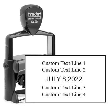 Trodat 5460 Heavy Duty Dater, Month Day Year Format , with Interchangeable Premade Die Plates Red Date and Blue Text - Plate Size 1-5/16”H x 2-1/4”W