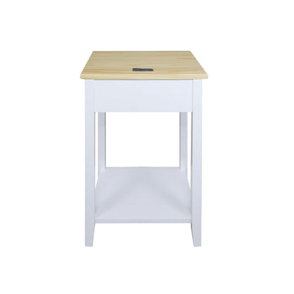 Casual Home Owl Night Stand with USB Port Charging Station and Drawer, 17.5" W x 14.25" D x 24.5" H, Natural Gray