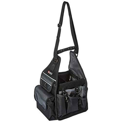 McGuire-Nicholas Electrician's Tote, Easy Carry Tool Bag for Electricians, Multi Pocket and Loop Design for Tools and Electrical Equipment , Black and Silver - MN-22128
