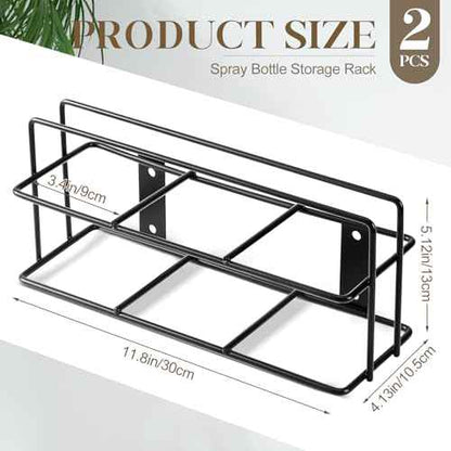 Hicarer 2 Pcs 3 Holes Spray Bottle Storage Rack Holder Wall Mount Organizer Steel Bracket Storage for Garage Home Workspace