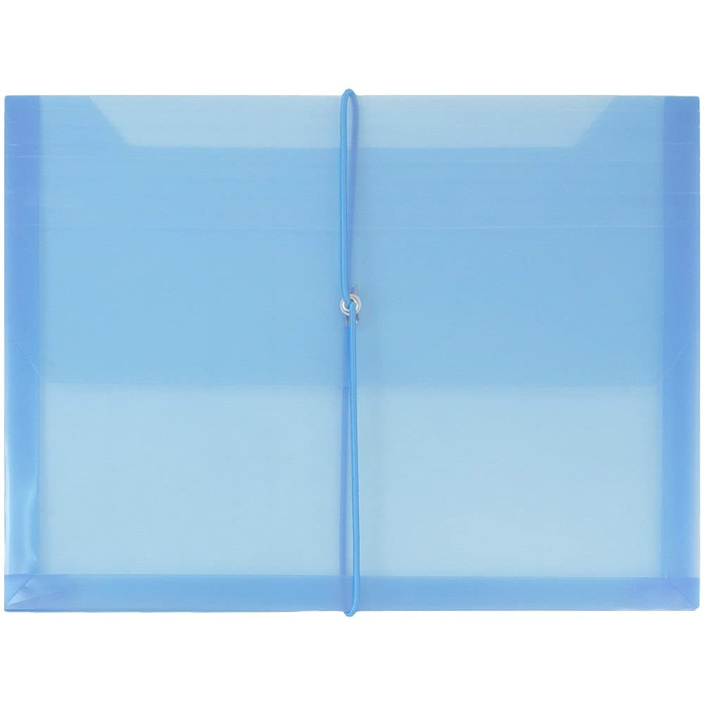 JAM PAPER Plastic Expansion Envelopes with Elastic Band Closure - Letter Booklet - 9 3/4 x 13 with 2.5 Inch Expansion - Assorted Colors - 6/Pack