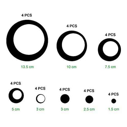 32 Pieces Removable Circle Wall Mirror Sticker Round Decal Acrylic Setting for Home Living Room Bedroom Decor, 1.5-13.5 cm(Silver)