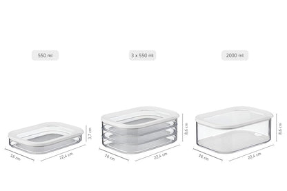 Mepal, MODULA Cheese Box for Cheddar or Mozzarella with Transparent Lid, Airtight, Portable, BPA Free, Holds 68 oz, 1 Count