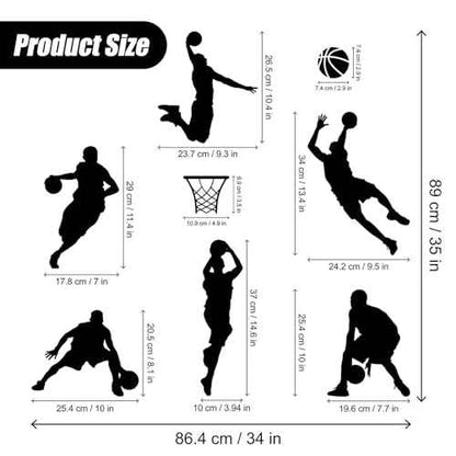 Basketball Wall Decal Large, 3D Basketball Wall Stickers, Self-Adhesive Fathead Window Decor for Teen Boys Bedroom, Living Room, Home, 34x35 Inch