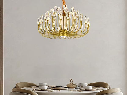 Modern Crystal Chandelier 48 Lights Luxury Gold Round Led Chandelier Dimmable Flush Mount Crystal Ceiling Light for Dining Room Living Room Entryway Foyer D23.63''