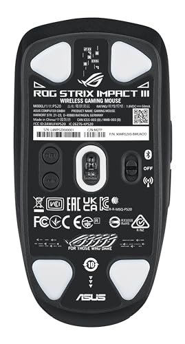 ASUS ROG Strix Impact III Wireless Gaming Mouse, 57 G Lightweight, 36K DPI Sensor, Bluetooth & 2,4GHz RF, ROG SpeedNova, Up to 618hrs Battery Life, Replaceable Switches, ROG Omni Receiver, Black