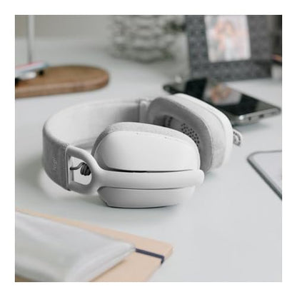 Logitech Zone Vibe 100 Lightweight Wireless Over Ear Headphones with Noise Canceling Microphone, Advanced Multipoint Bluetooth Headset, Works with Teams, Google Meet, Zoom, Mac/PC - Off White