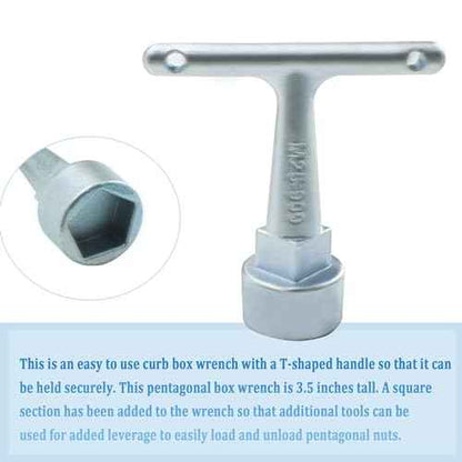 Folde Water Meter Wrench & Curb Stop Wrench For Pentagon Curb Boxes, Water Meter Cover Key
