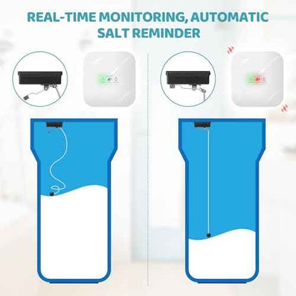 Wireless Salt Level Detector for Water Softener, Real-Time Monitoring, Adjustable Height, Dual Light & 100dB Alarm, Easy Installation, for Salt Tank, and Household Appliances