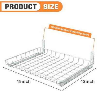 TORACK 2-Pack 12x18 inch Wall-Mounted Shelves, Garage Wall Shelf for Closet & Laundry Room, Heavy-Duty Floating Shelves Hold Up to 60 lbs(White)
