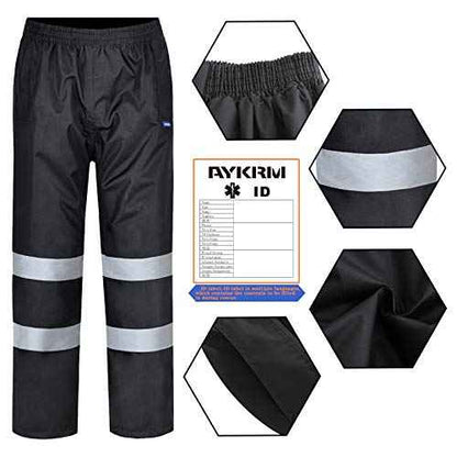 A-SAFETY High Vis Rain Pants for Men Women Waterproof Reflective Safety Rain Trousers Rain Gears for Fishing Sports Works