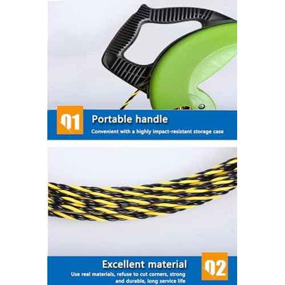 Electrical Fish Tape 1/6-Inch x 100-Foot Fish tape Wire Puller 100ft PET Diameter 3 Wires Twisted with Guide Spring Optimized Housing and Handle Wire Threader Wire Puller¡¼4.5mm*30m¡½