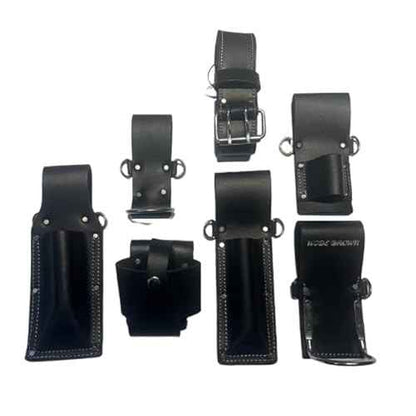 WIDEBROWN Professional 7-in-1 Leather Tool Belt, Scaffolding Tool Pouch with Multiple Holders, Black