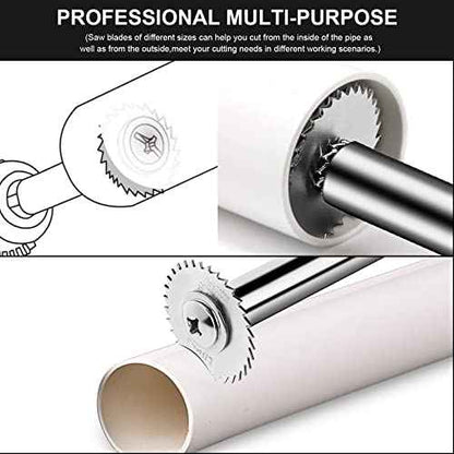 LitKiwi PVC Pipe Inside Cutter(4Pcs Saw Blades) with 1/4" Hex Shank,Plumbing Inside Cutter Internal Plastic Pipe Cutter,1-1/4" & 1-3/4" Or Larger Diameter, with Wire Saw