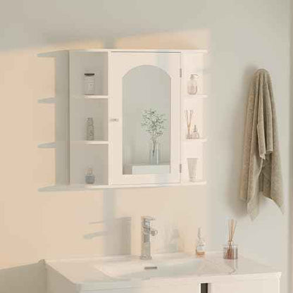 Bathroom Wall Cabinet, Medicine Cabinet with Mirror and Adjustable Shelves,White Wall Mounted Cabinet Over The Toile,3-Tier Wood Hanging Storage for Bathroom,Kitchen,Living,Laundry Room