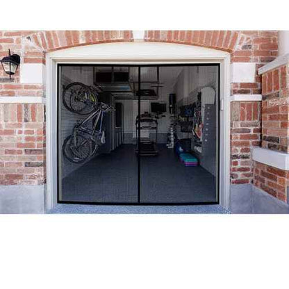 Garage Door Screen - 1 Car 10x9Ft Magnetic Closure Heavy Duty Weighted Bottom Screen Self Sealing Fiberglass Mesh Retractable Net - Easy Assembly & Pass-Through(Black)