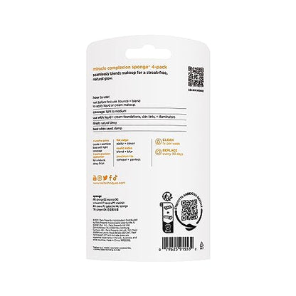 Real Techniques Miracle Complexion Sponge, Makeup Blending Sponge, For Liquid & Cream Foundation, Offers Light To Medium Coverage, Natural, Dewy Makeup, Orange Sponge, Latex-Free Foam, 1 Count