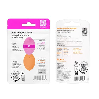Real Techniques Miracle Complexion Sponge, Makeup Blending Sponge, For Liquid & Cream Foundation, Offers Light To Medium Coverage, Natural, Dewy Makeup, Orange Sponge, Latex-Free Foam, 1 Count