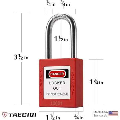 10 Red Lockout Tagout Locks Set,Keyed Different,2 Keys Per Lock,OSHA Compliant Safety Padlocks for Lockout Stations and Devices