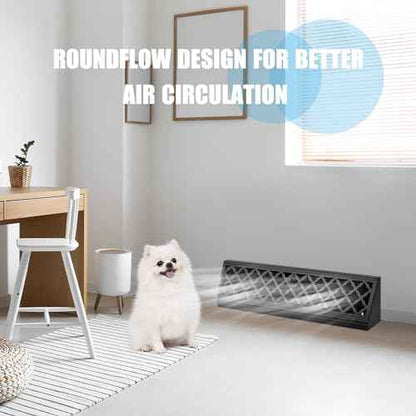 Blulu 2 Pcs 18 Inch Baseboard Register Duct Opening Size Modern Design Vent Covers for Home Floor Wall Baseboard Air Covers Supply Floor Diffuser Including Screws (Black)
