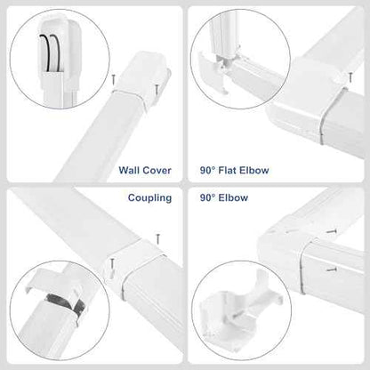 4¡±W 16.5Ft Decorative PVC Line Set Cover Kit for Mini Split Lineset Cover Kit for Air Conditioner & Heat Pump (White)
