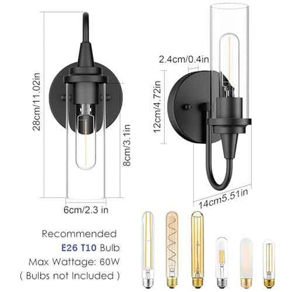 Aipsun Black Wall Sconces Set of Two, Sconces Wall Lighting Hardwired Wall Sconce Indoor Wall Light for Living Room Hallway (Exclude Bulb)