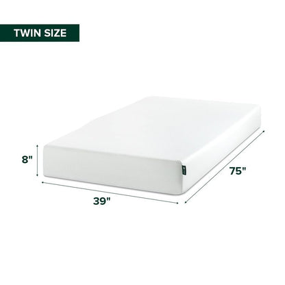 Zinus Green Tea Memory Foam Mattress 8 Inch, Pressure-Relieving Comfort & Full-Body Support, Naturally Fresh, Medium Firm Feel, CertiPUR-US & Oeko-TEX Certified Safe Materials, Twin
