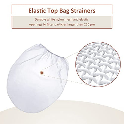 Patelai 10 Pcs 5 Gallon Paint Strainer Bags Regular Fine Mesh/Elastic Top Bag Strainers for Use with Paint Sprayers (White)