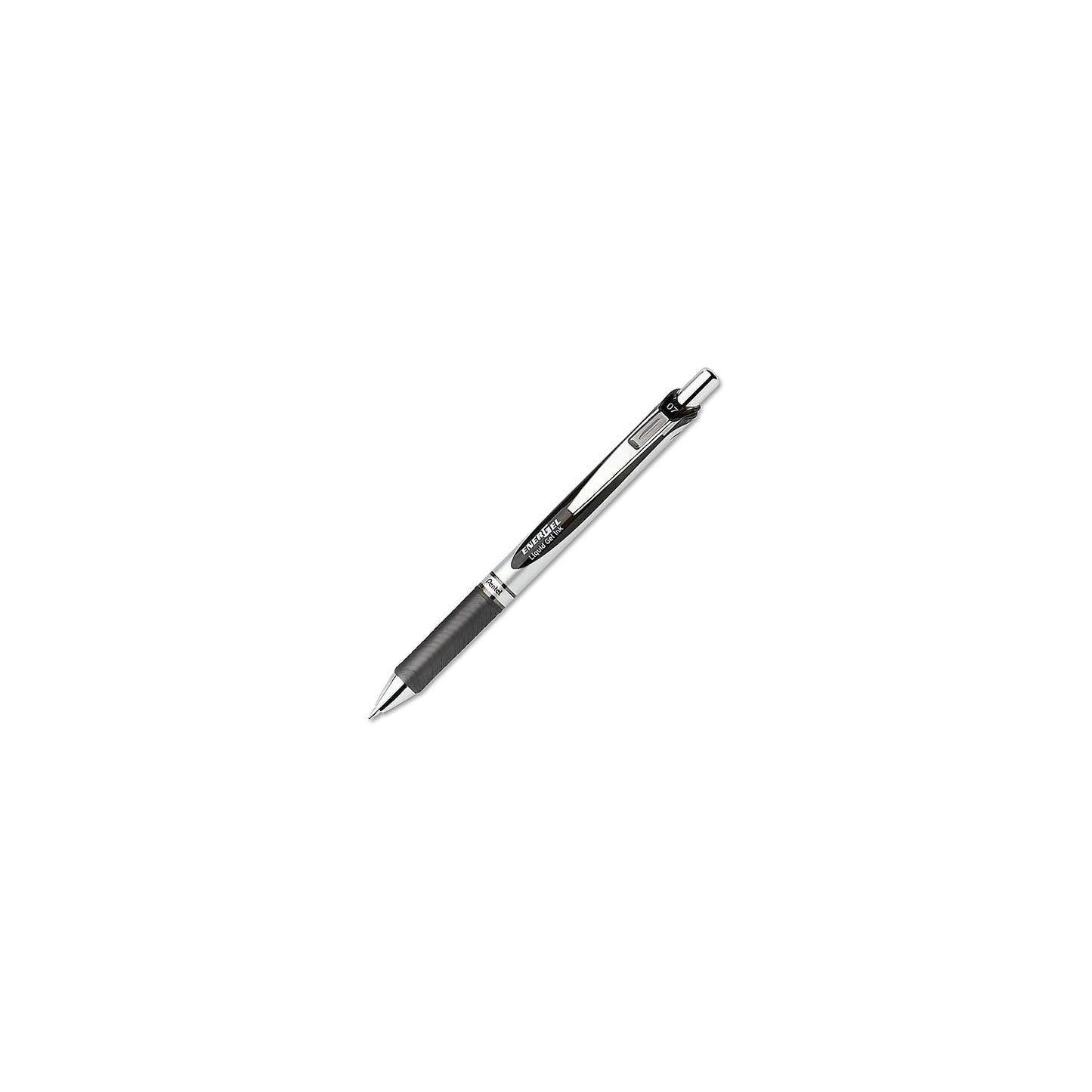 Pentel EnerGel RTX Retractable Liquid Gel Pen, (0.7mm) Medium Line, Metal Tip, Black Ink, Box of 12 (BL77-A)