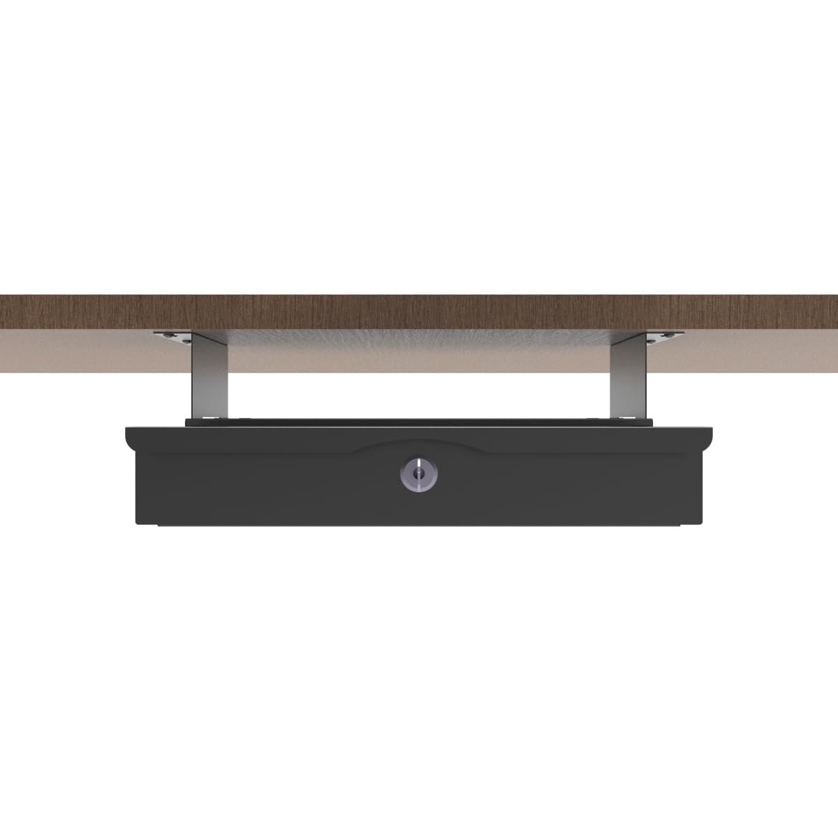 Mofangtech Under Desk Drawer Sliding Out Attachment with Shell, 15.6" x 10" x 5.07" Pull Out Lockable Drawer Storage Organizer with Cable Mangement for Workbench or Standing Desk with High Crosspiece